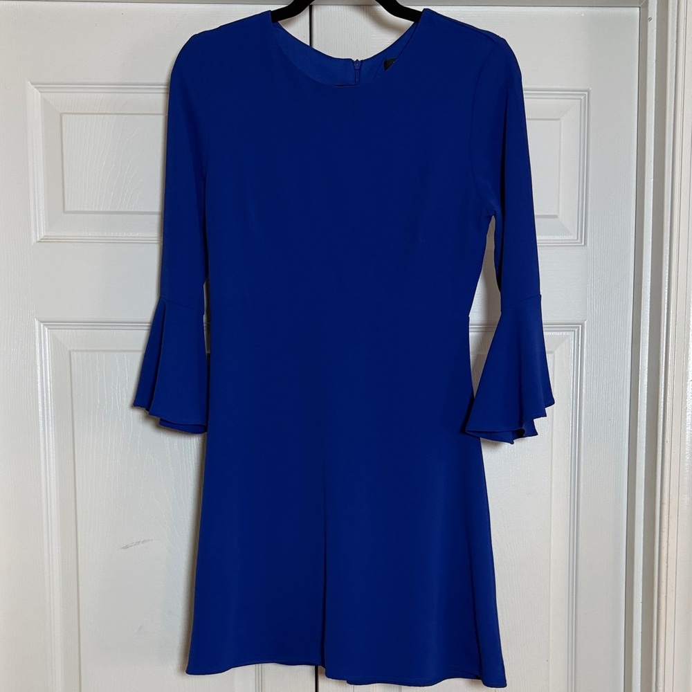 Lulus Women's Royal Blue Bell-Sleeve A-Line Dress- Small